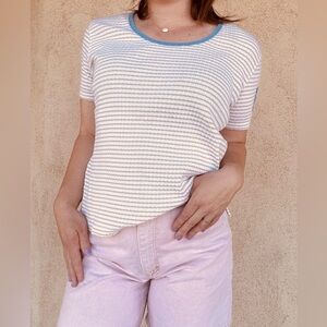 All Points Vintage Y2K Tee Ribbed Yellow stripped